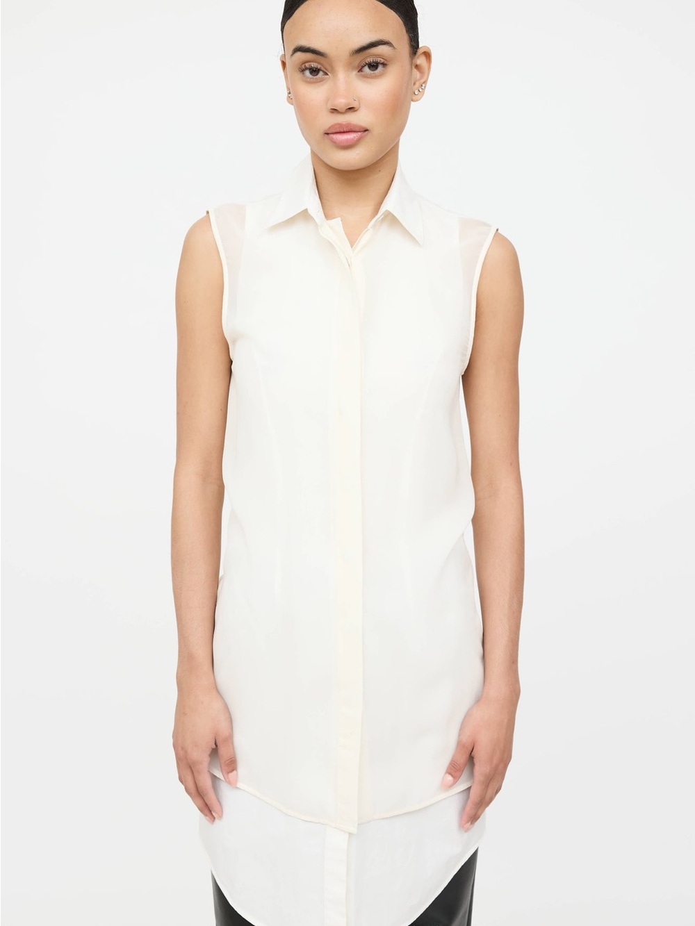 Alexander Wang Ivory Silk Layered Sleeveless Dress Top Size 4